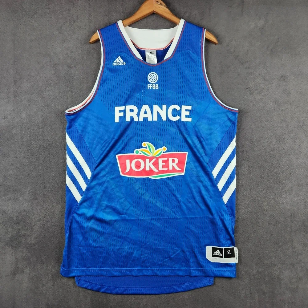 France Adidas FIBA Olympics Basketball World Cup Jersey Mens XL Blue‎ FFBB NEW